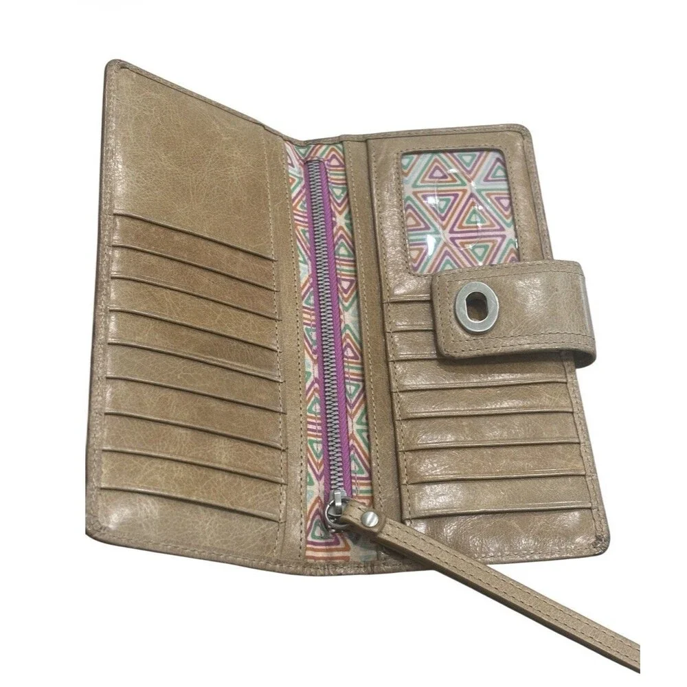 Hobo International Tan Leather Wristlet Wrist Bag Purse Wallet
